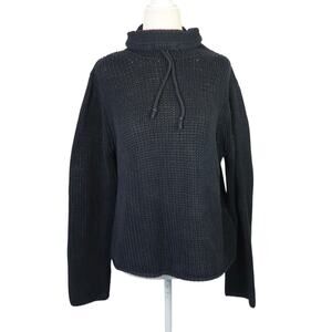 Vintage 90s Eddie Bauer Black Cotton Blend Turtleneck Sweater L